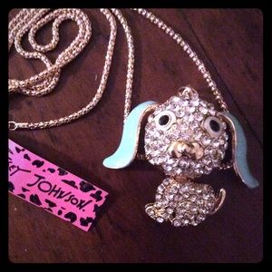 BETSEY JOHNSON puppy long chain necklace.FREE SHIP